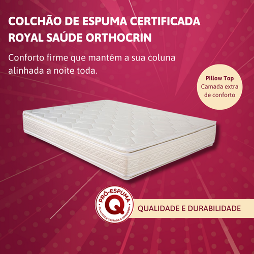 Colchão de Espuma D45x24 Orthocrin Royal Saúde Plus Pillow Top Bege