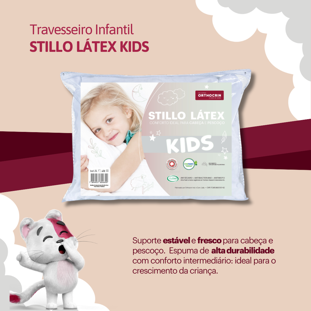 Travesseiro Stillo Látex Kids - 28X35X10 cm
