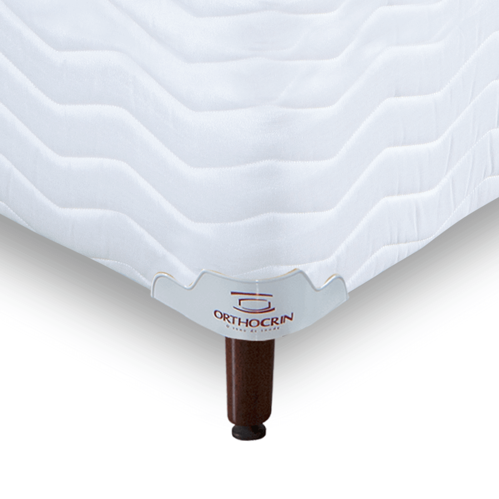 Base Cama Box Alto Branco Pés de Madeira Altura 32 cm